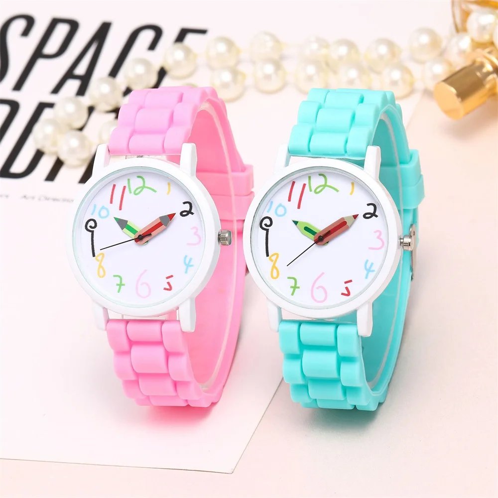Women Watch Fashion Simple Pencil Design Digital Quartz Watches Casual Jelly Multicolour Silicone Ladies Clock Dress Wristwatch