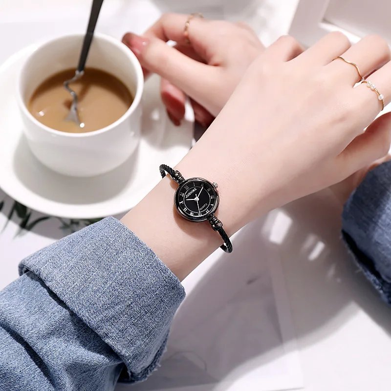 Small Gold Bangle Bracelet Luxury Watch Stainless Steel Retro Ladies Quartz Wristwatch Fashion Casual Thin Chain Watches