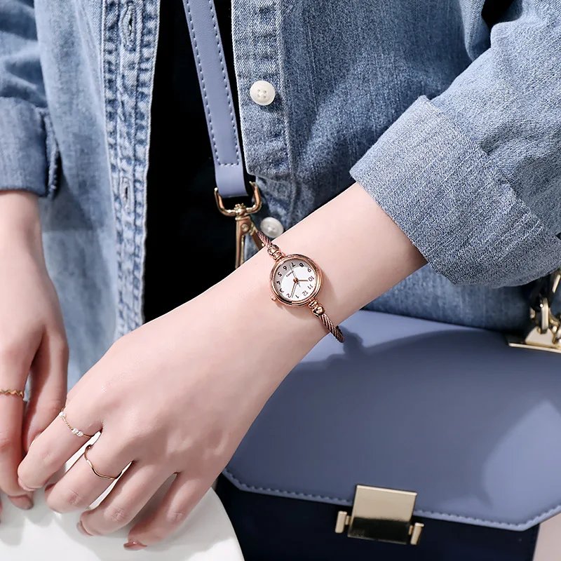 Small Gold Bangle Bracelet Luxury Watch Stainless Steel Retro Ladies Quartz Wristwatch Fashion Casual Thin Chain Watches