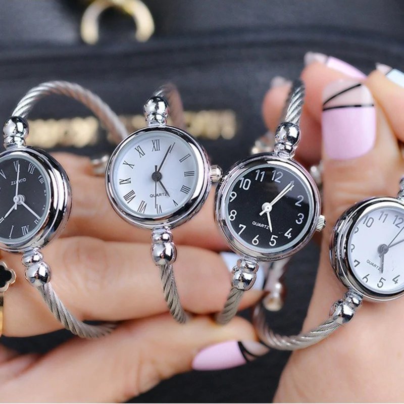 Small Gold Bangle Bracelet Luxury Watch Stainless Steel Retro Ladies Quartz Wristwatch Fashion Casual Thin Chain Watches