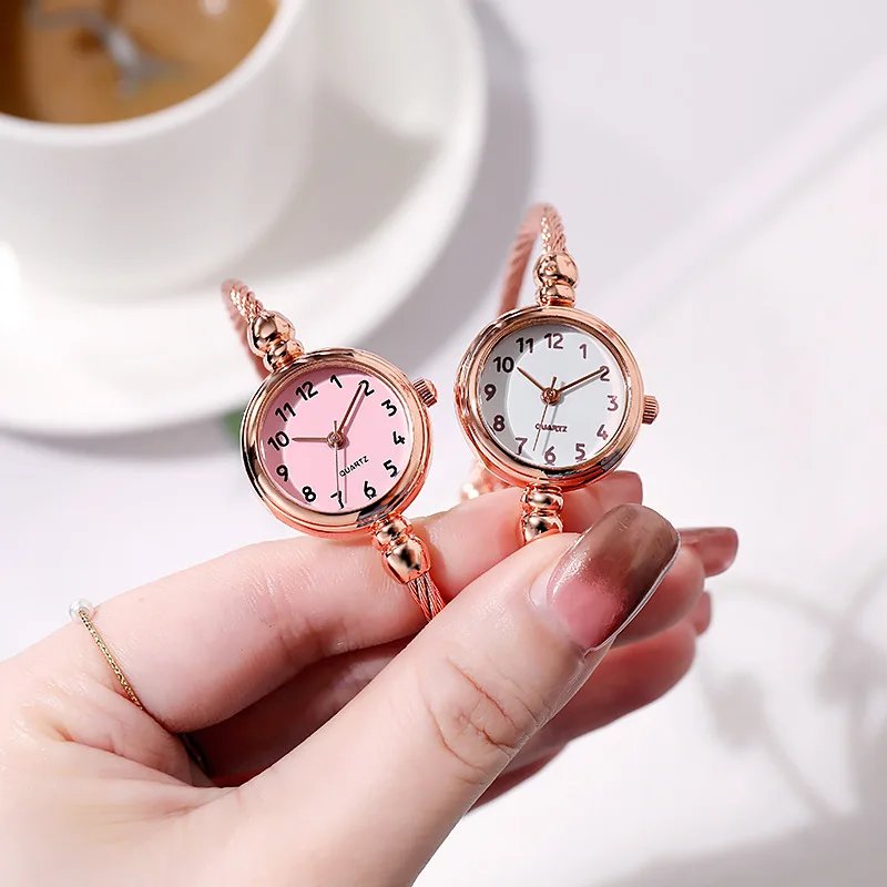 Small Gold Bangle Bracelet Luxury Watch Stainless Steel Retro Ladies Quartz Wristwatch Fashion Casual Thin Chain Watches