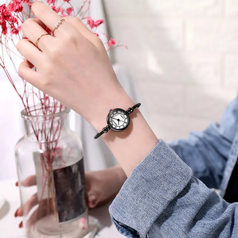 Small Gold Bangle Bracelet Luxury Watch Stainless Steel Retro Ladies Quartz Wristwatch Fashion Casual Thin Chain Watches