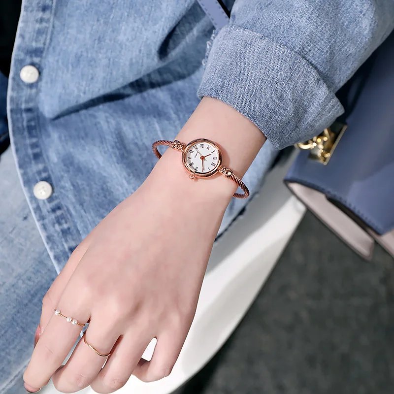 Small Gold Bangle Bracelet Luxury Watch Stainless Steel Retro Ladies Quartz Wristwatch Fashion Casual Thin Chain Watches