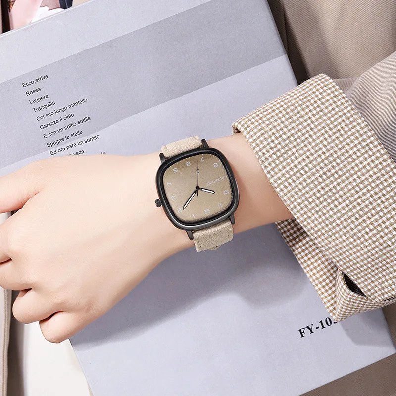 Vintage Square Dial Leather Belt Wristwatch Brand Quartz Watch Youth Student Watch Casual Fashion Men Women Gift Clock Wholesale