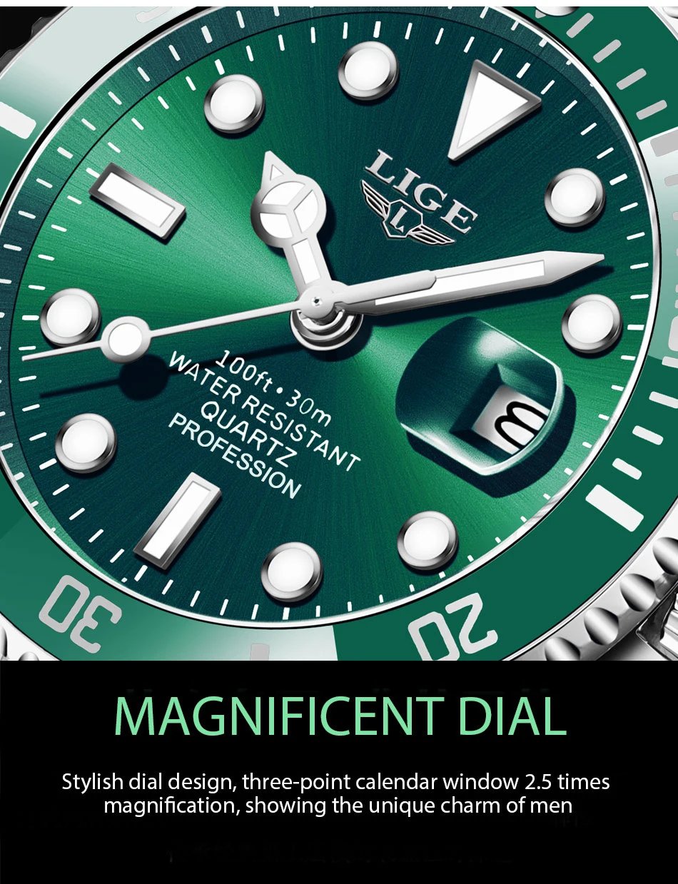 LIGE Top Brand Luxury Fashion Diver Watch Men 30ATM Waterproof Date Clock Sport Watches Mens Quartz Wristwatch Relogio Masculino LIGE Top Brand Luxury Fashion Diver Watch Men 30ATM Waterproof Date Clock Sport Watches Mens Quartz Wristwatch Relogio Masculino