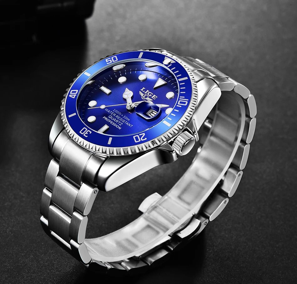 LIGE Top Brand Luxury Fashion Diver Watch Men 30ATM Waterproof Date Clock Sport Watches Mens Quartz Wristwatch Relogio Masculino LIGE Top Brand Luxury Fashion Diver Watch Men 30ATM Waterproof Date Clock Sport Watches Mens Quartz Wristwatch Relogio Masculino