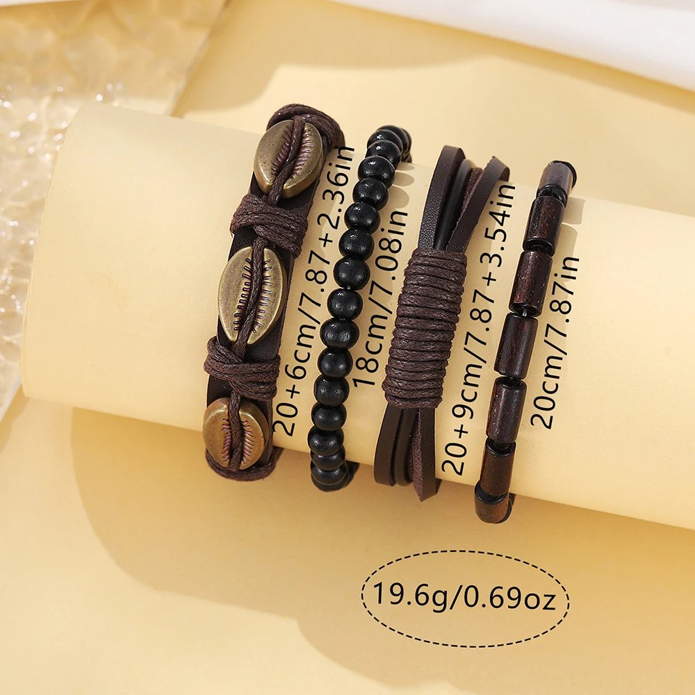 5PCS Set Fashion Mens Sports Bracelet Watches For Men Retro Big Dial Quartz Wrist Watch Classic Male Casual Brown Leather Watch