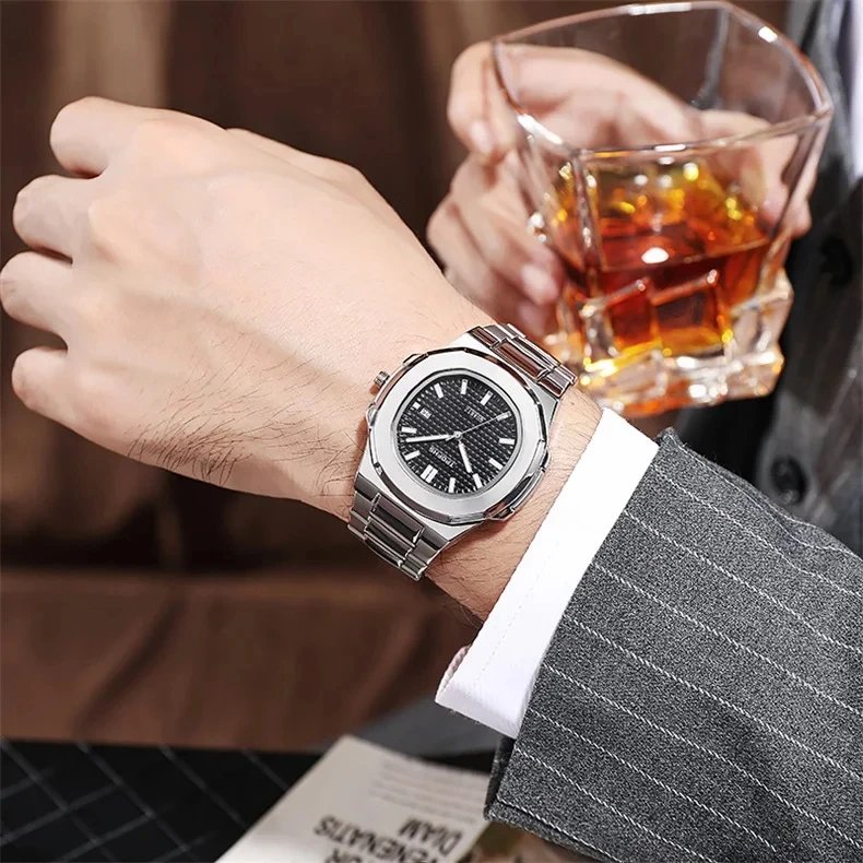 2024 New Luxury Men Quartz Watches 30M Waterproof Automatic Date Watch Man Stainless Steel Sport Chronograph Watch for Men Clock