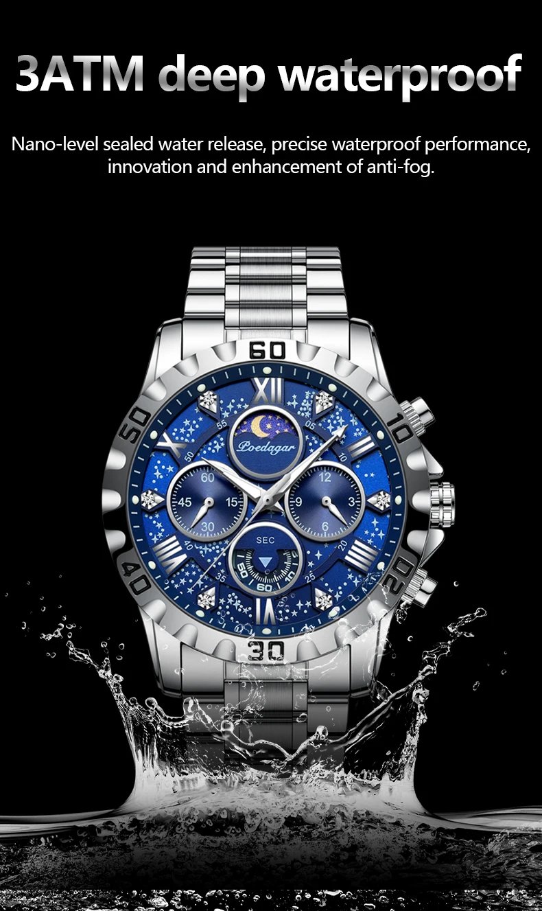 Luxury Watch for Man Quartz Sports Men Watch Waterproof Luminous Stainless Steel Chronograph Men's Watches Clock Reloj