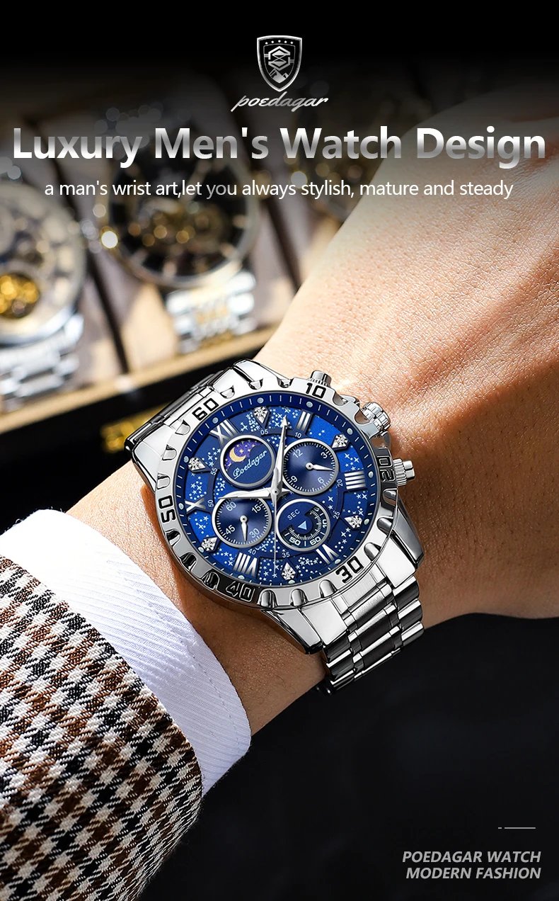 Luxury Watch for Man Quartz Sports Men Watch Waterproof Luminous Stainless Steel Chronograph Men's Watches Clock Reloj