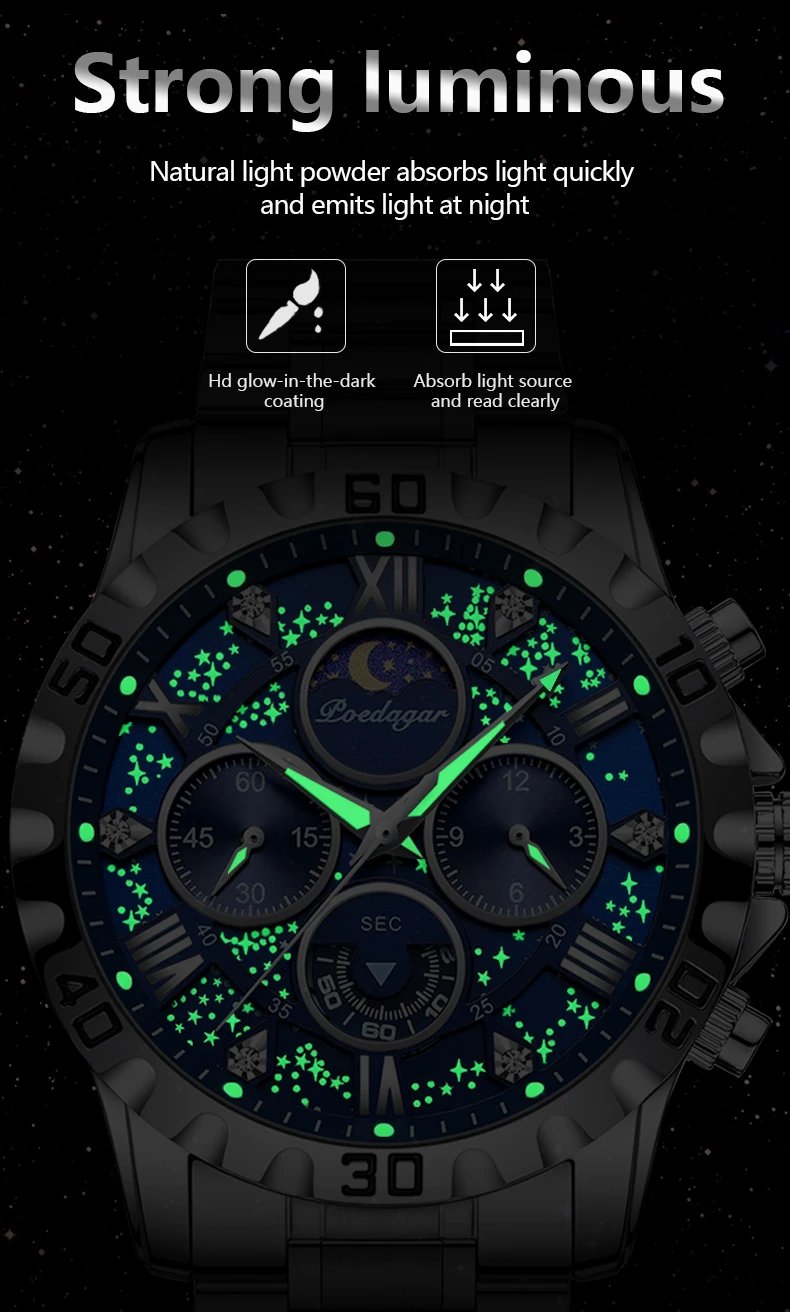 Luxury Watch for Man Quartz Sports Men Watch Waterproof Luminous Stainless Steel Chronograph Men's Watches Clock Reloj