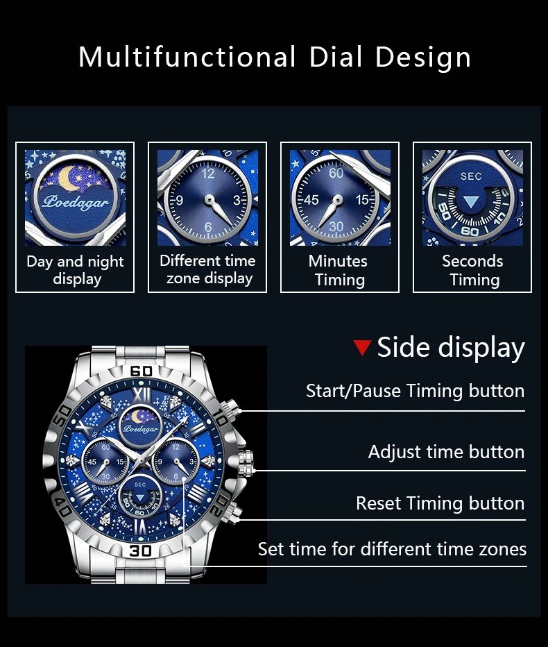 Luxury Watch for Man Quartz Sports Men Watch Waterproof Luminous Stainless Steel Chronograph Men's Watches Clock Reloj