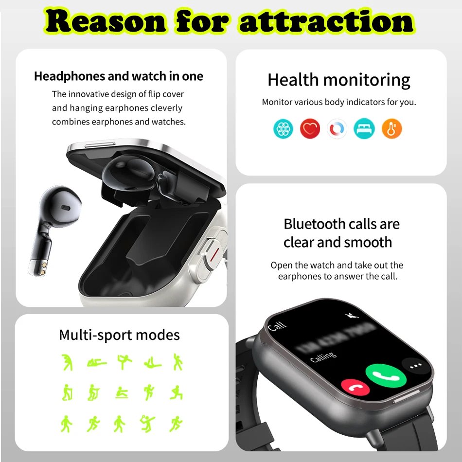 2024 Smart Watch 2 in 1 With Earphone Smartwatch Bluetooth Call Men Watch GPS Track Heart Rate Monitor Play Music SmartWatch 2024 Smart Watch 2 in 1 With Earphone Smartwatch Bluetooth Call Men Watch GPS Track Heart Rate Monitor Play Music SmartWatch