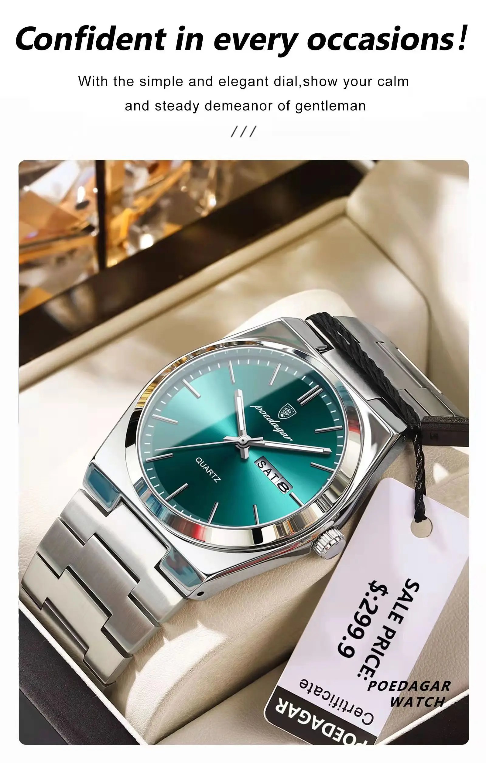 Luxury Quartz Man Wristwatch Sport Men Watches Waterproof Luminous Date Week Stainless Steel Men's Watch Male Reloj+box