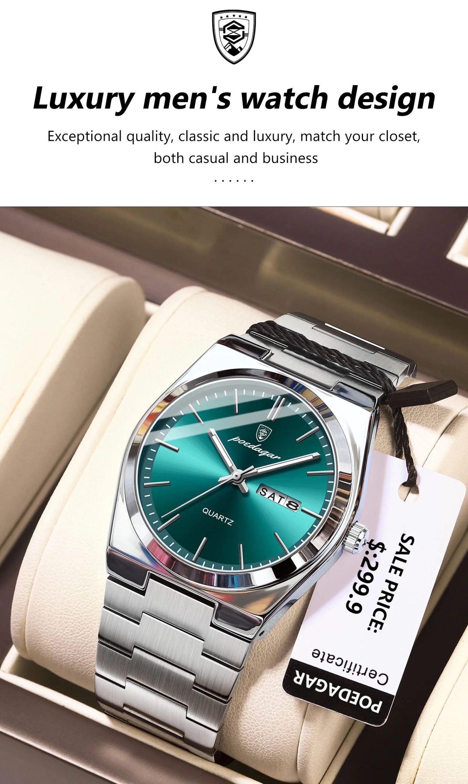 Luxury Quartz Man Wristwatch Sport Men Watches Waterproof Luminous Date Week Stainless Steel Men's Watch Male Reloj+box