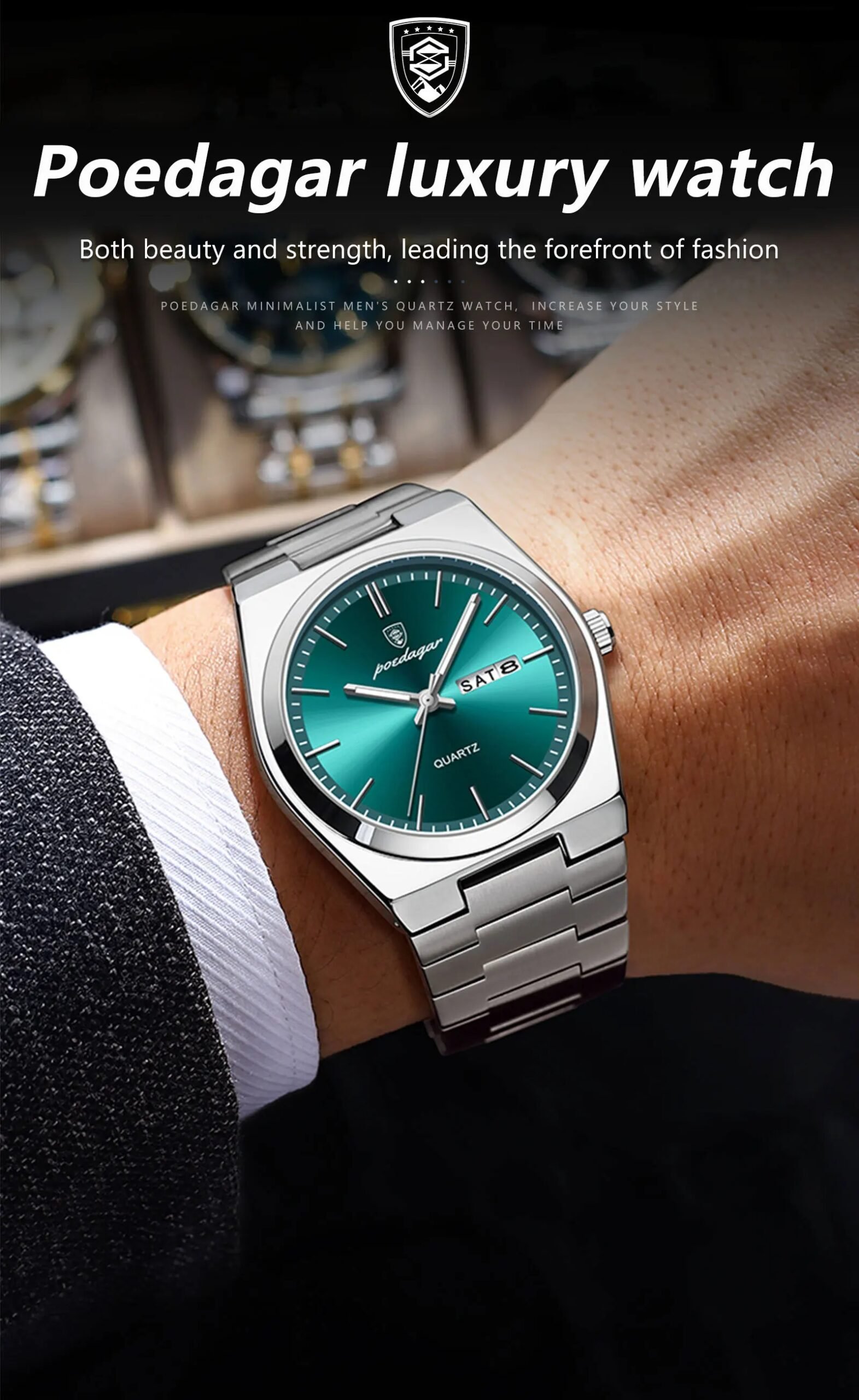 Luxury Quartz Man Wristwatch Sport Men Watches Waterproof Luminous Date Week Stainless Steel Men's Watch Male Reloj+box