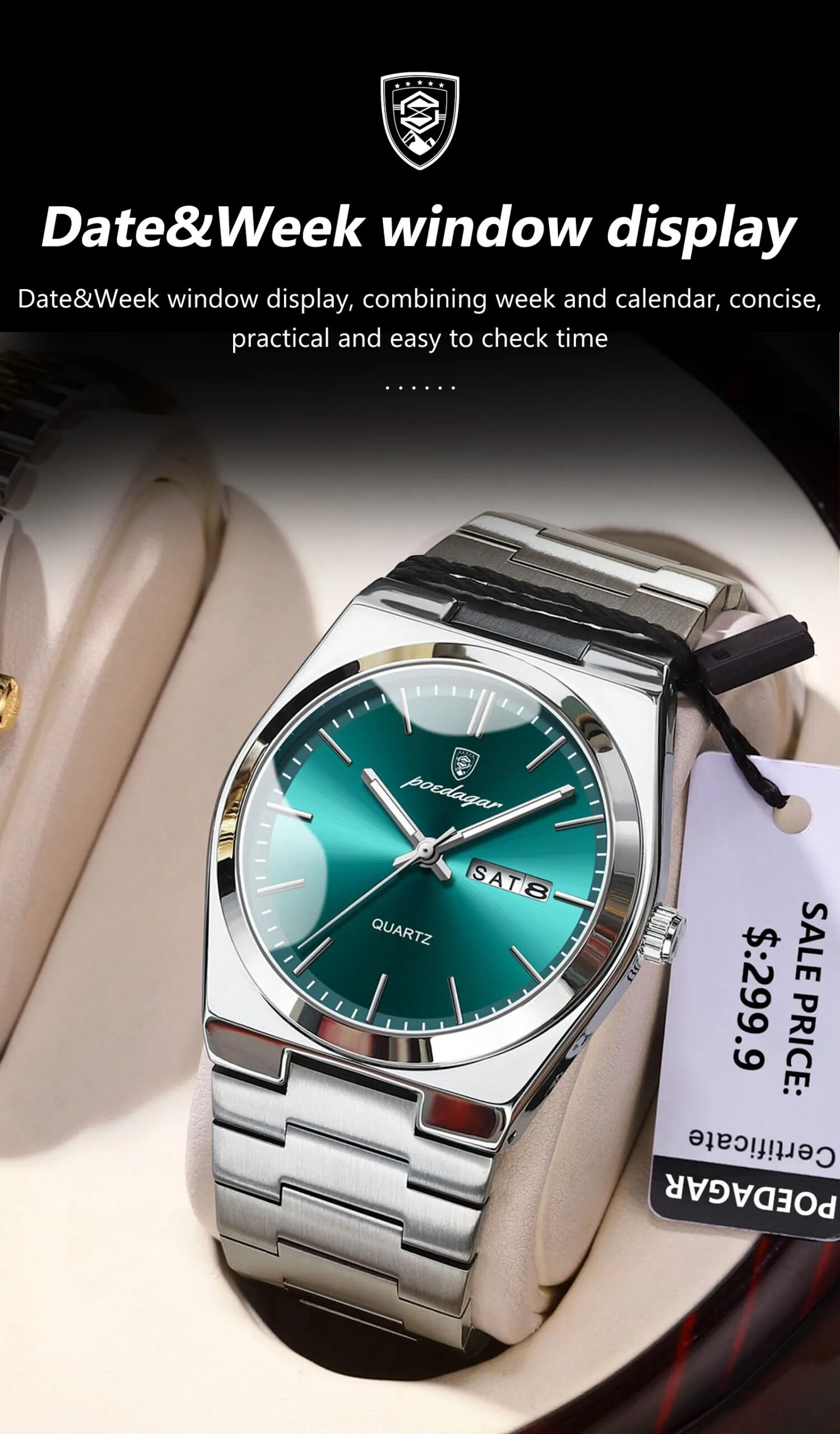 Luxury Quartz Man Wristwatch Sport Men Watches Waterproof Luminous Date Week Stainless Steel Men's Watch Male Reloj+box