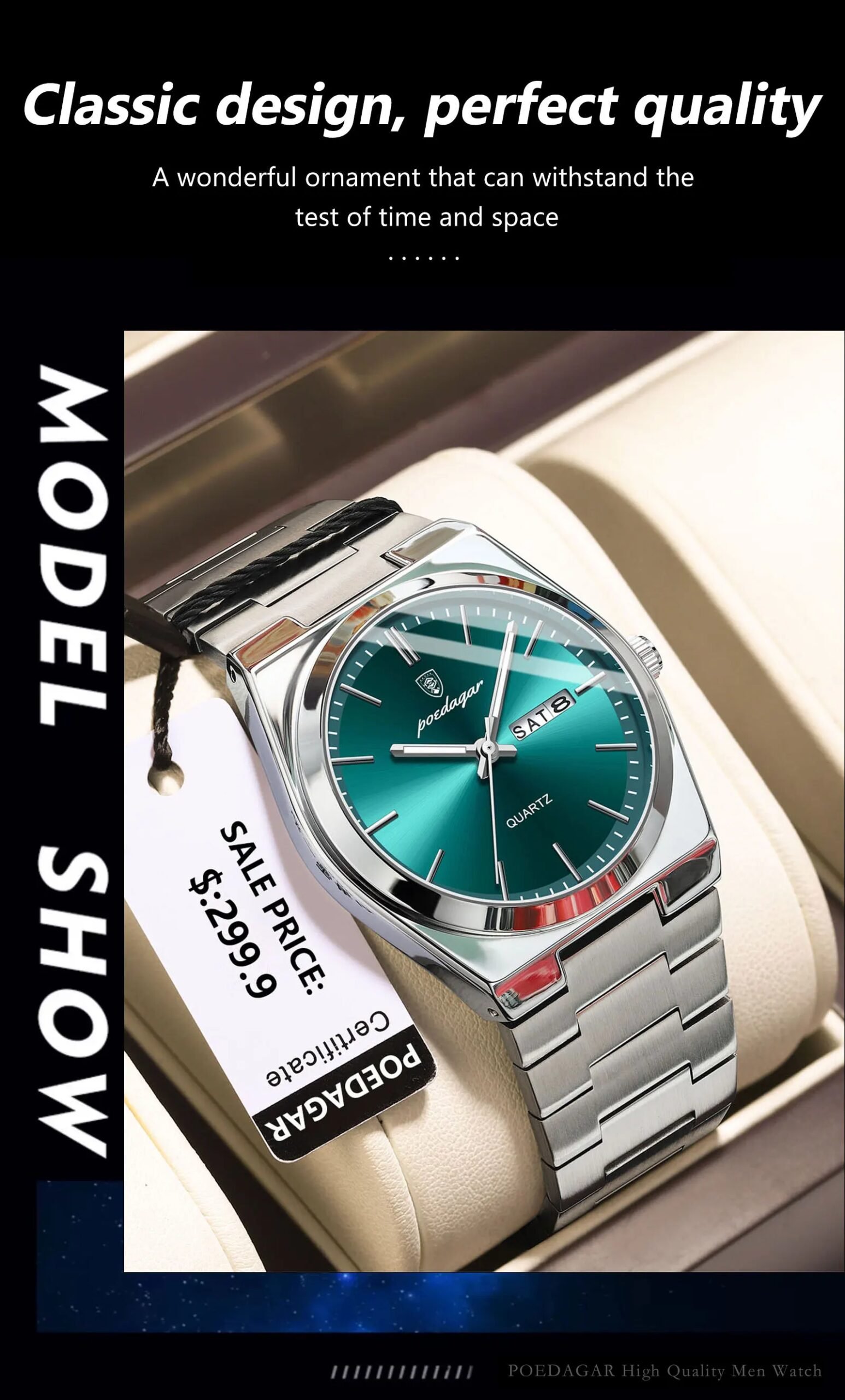 Luxury Quartz Man Wristwatch Sport Men Watches Waterproof Luminous Date Week Stainless Steel Men's Watch Male Reloj+box