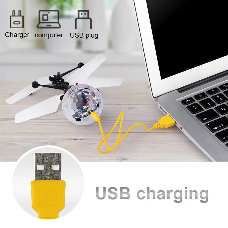 Led Light Suspension Crystal Ball Infrared Induction RC Gesture Control Colorful Glowing Toys Unique Gift for Kids JM888