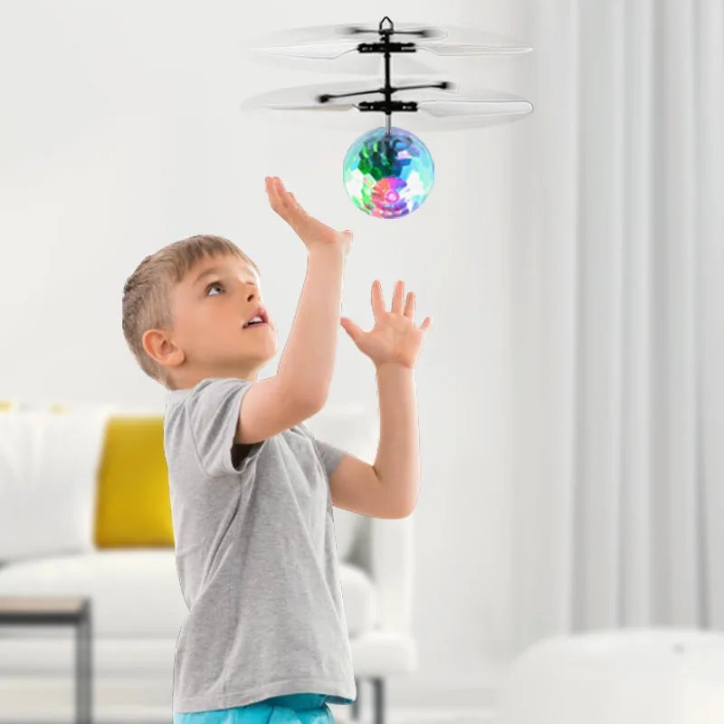 Led Light Suspension Crystal Ball Infrared Induction RC Gesture Control Colorful Glowing Toys Unique Gift for Kids JM888
