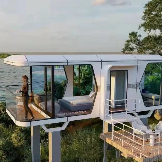 Capsule House Mobile Modern Tiny Prefabricated hotel Prefab container Home Villas Isolated Two Bedroom Luxury Sunrooms