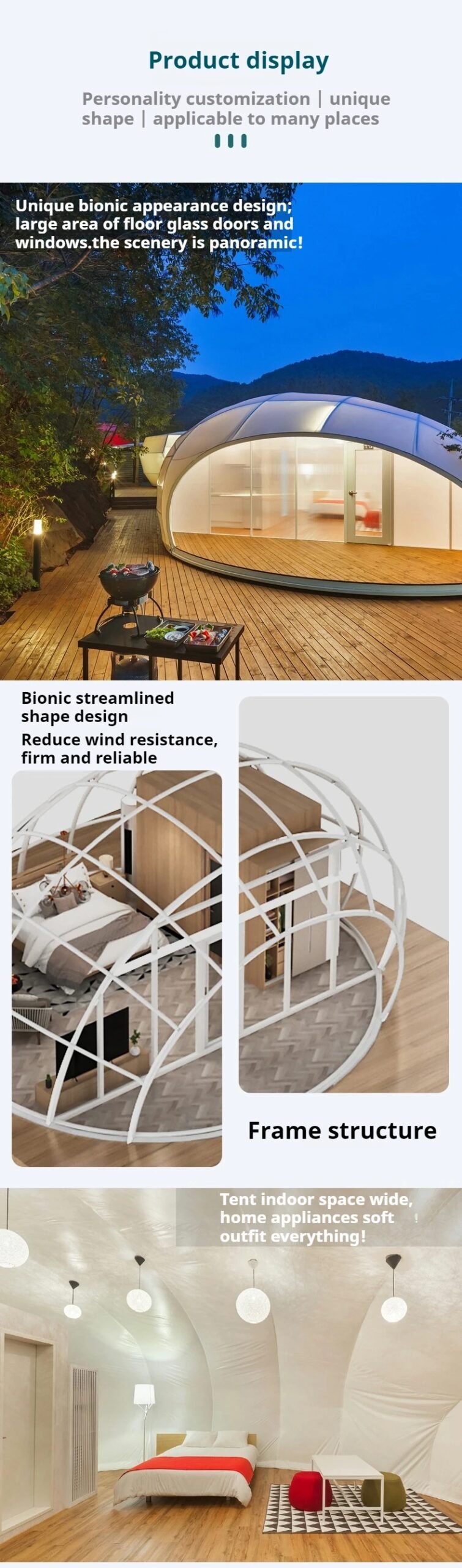 Dewdrop Shaped Cocoon Tent Shell Geodesic PVDF Igloo Dome for Glamping Safari Resort Commercial Events And Camping