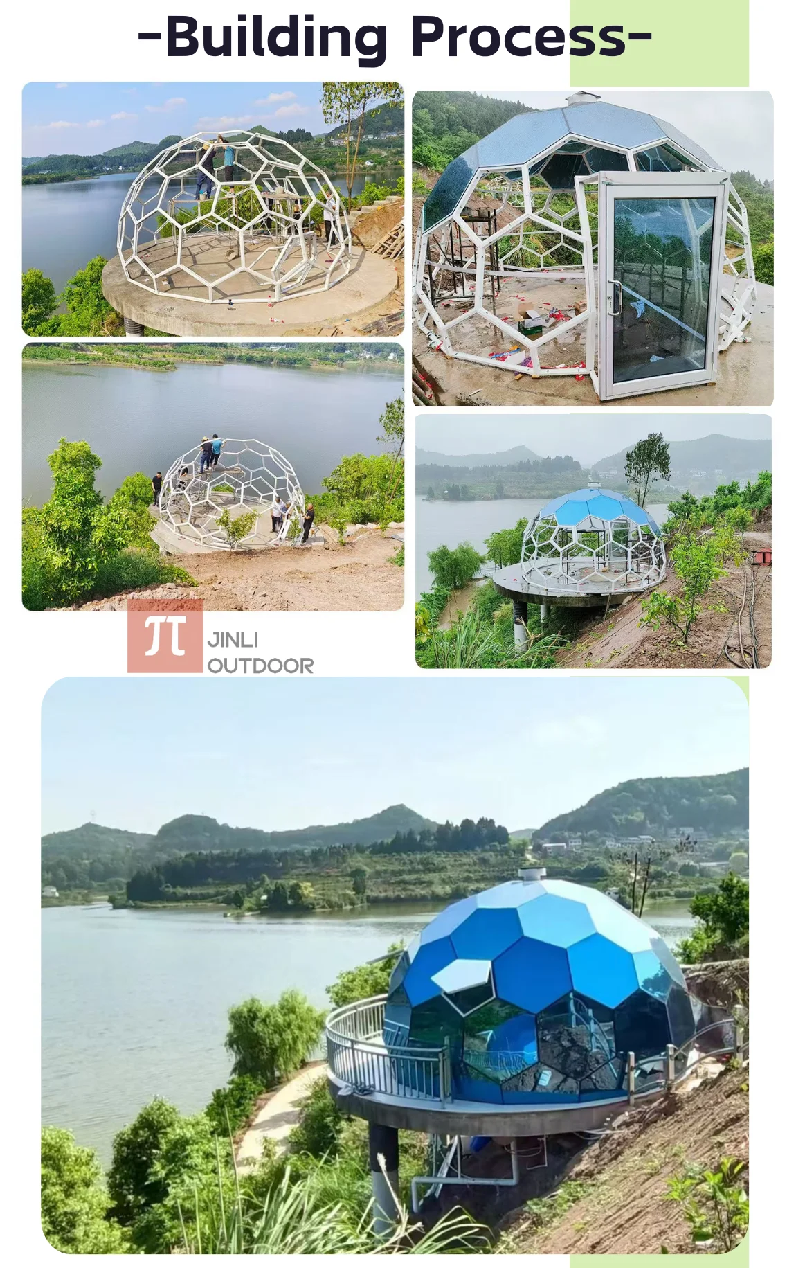 Ford Blue Glass Dome Hotel Tent Hexagonal Tempered Glass House Igloo Geodesic Aluminum Frame Outdoor Luxury Resort Round Camping
