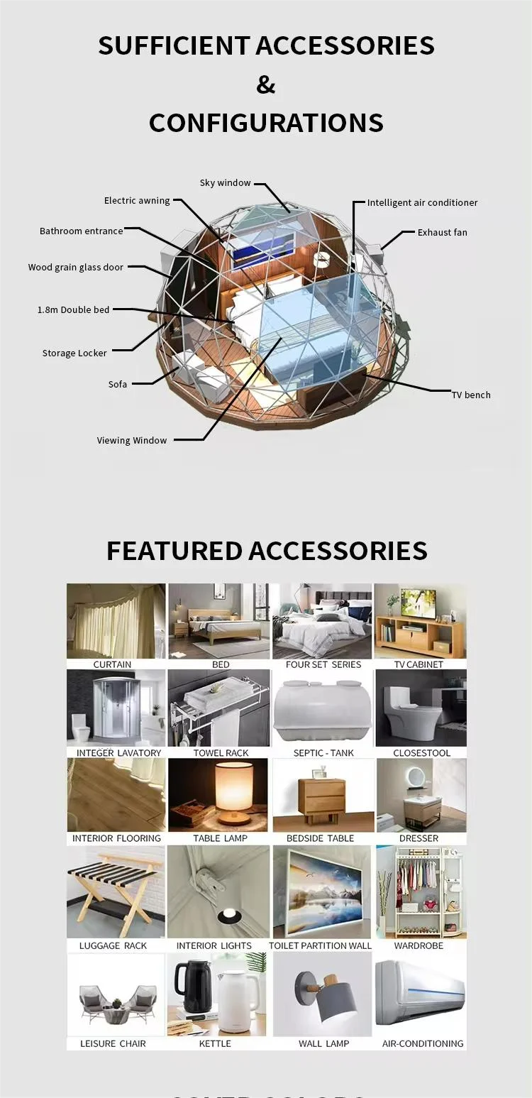 Ford Blue Glass Dome Hotel Tent Hexagonal Tempered Glass House Igloo Geodesic Aluminum Frame Outdoor Luxury Resort Round Camping