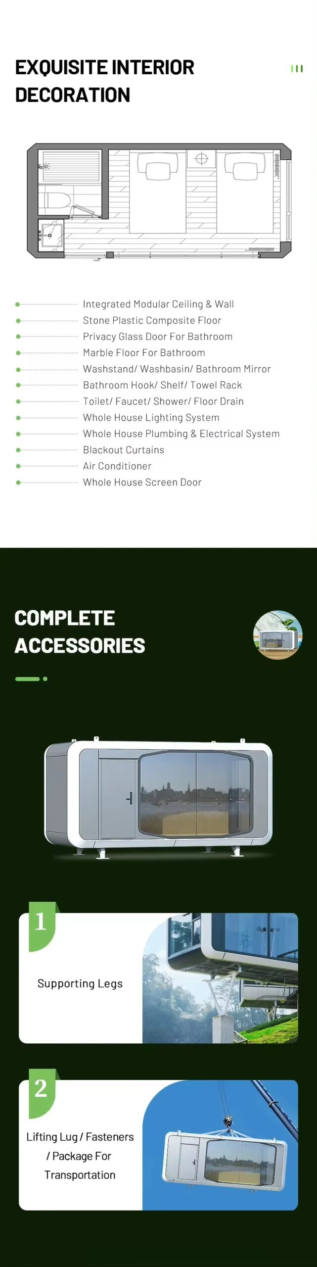 Capsule House Mobile Modern Tiny Prefabricated hotel Prefab container Home Villas Isolated Two Bedroom Luxury Sunrooms