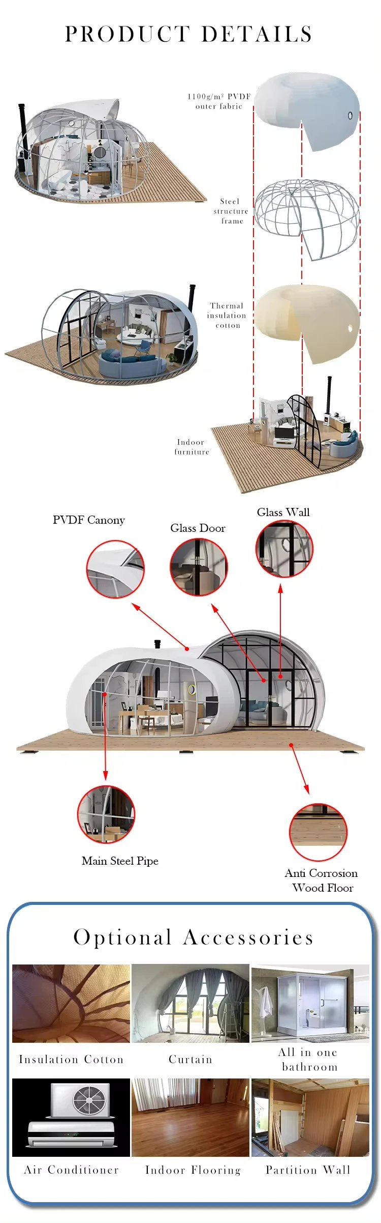 Snail Shape Tents Hotel Luxury Glamping Pvdf Tensile Tipi Membrane Structure Architecture Conch Seashell Cottage Camping House