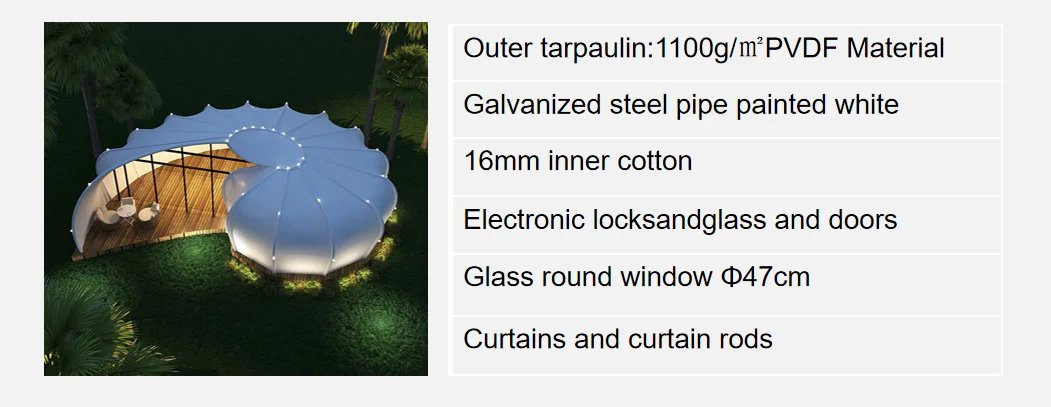 Snail Shape Tents Hotel Luxury Glamping Pvdf Tensile Tipi Membrane Structure Architecture Conch Seashell Cottage Camping House