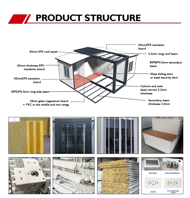 Ready Made Mobile Prefab Expandable 20 Ft Container Houses Prefab Folding Home with 2 3 4 5 Bedroom Luxury Prefabricated House