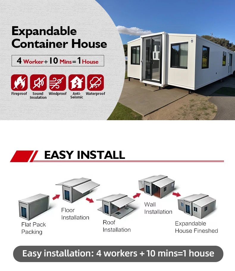 Ready Made Mobile Prefab Expandable 20 Ft Container Houses Prefab Folding Home with 2 3 4 5 Bedroom Luxury Prefabricated House