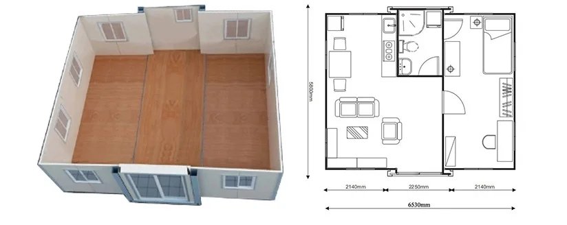 YG 20/40FT Tiny House Two-storey Innovations Container House Extendable Is Made of Carved Metal Plate with Glass Curtain Wall