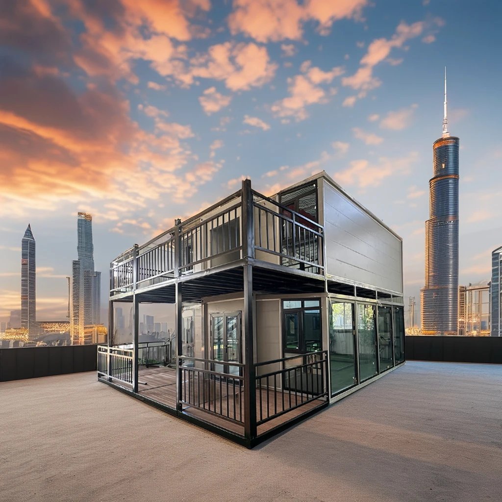 YG 20/40FT Tiny House Two-storey Innovations Container House Extendable Is Made of Carved Metal Plate with Glass Curtain Wall