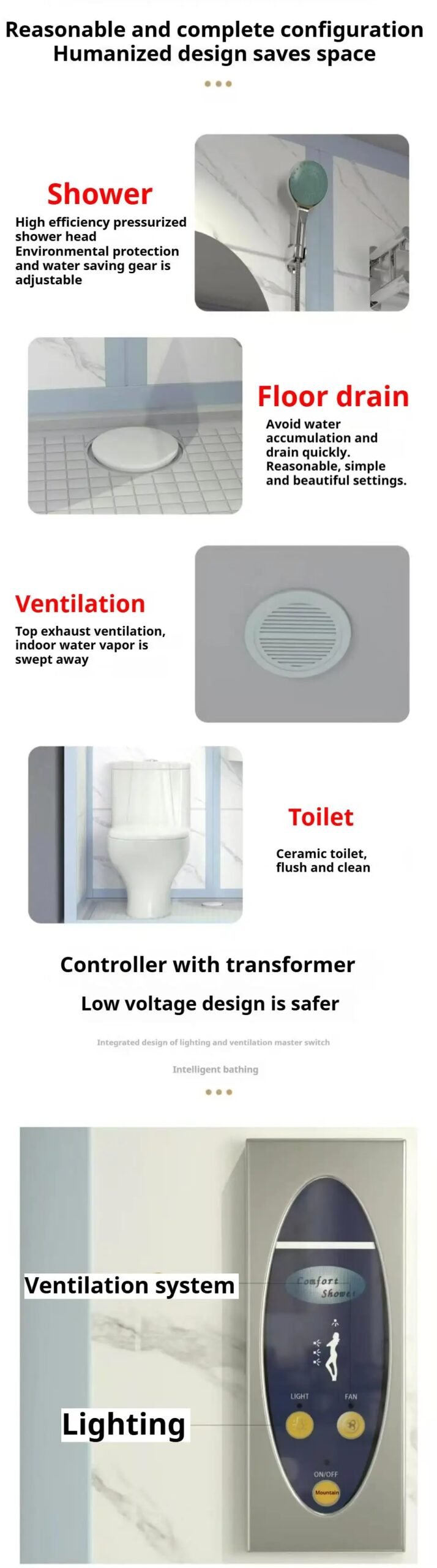 All-in-one Bathroom Hotel Tent Overall Bathroom Shower Room Finished Product Integrated Bathroom Rental Hotel Shower With Toilet (Copy) (Copy)