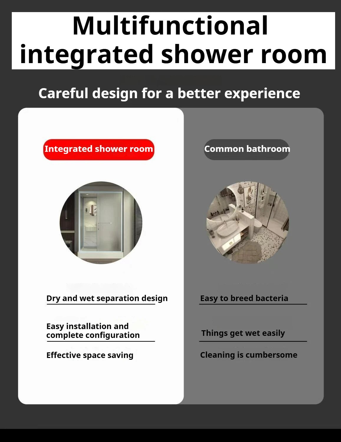 All-in-one Bathroom Hotel Tent Overall Bathroom Shower Room Finished Product Integrated Bathroom Rental Hotel Shower With Toilet (Copy) (Copy)