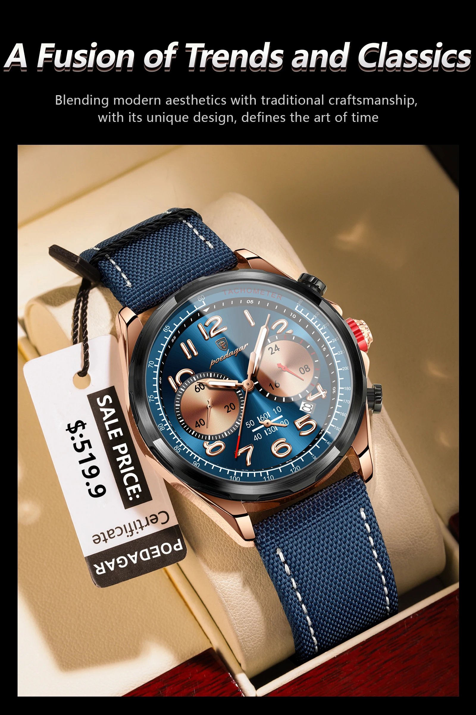 Luxury Watch Men Quartz Nylon Leather Strap Man Wristwatch Waterproof Luminous Chronograph Date Men's Watches Reloj+box