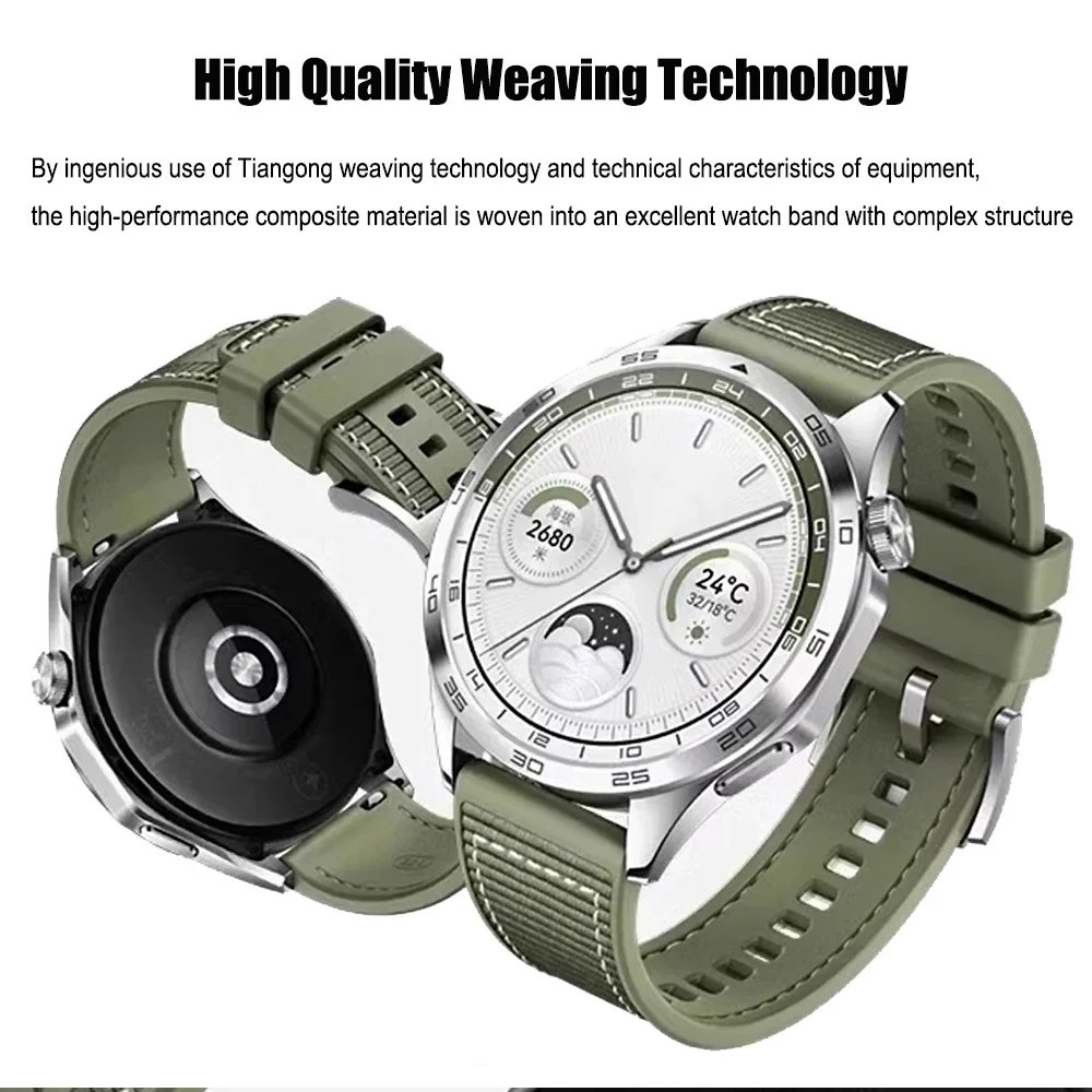 Official 22mm Composite Nylon Strap For HUAWEI WATCH Silicone Band GT 5 4 46mm Watch 4 Pro GT 3 2 Pro Sports Wristbands Bracelet