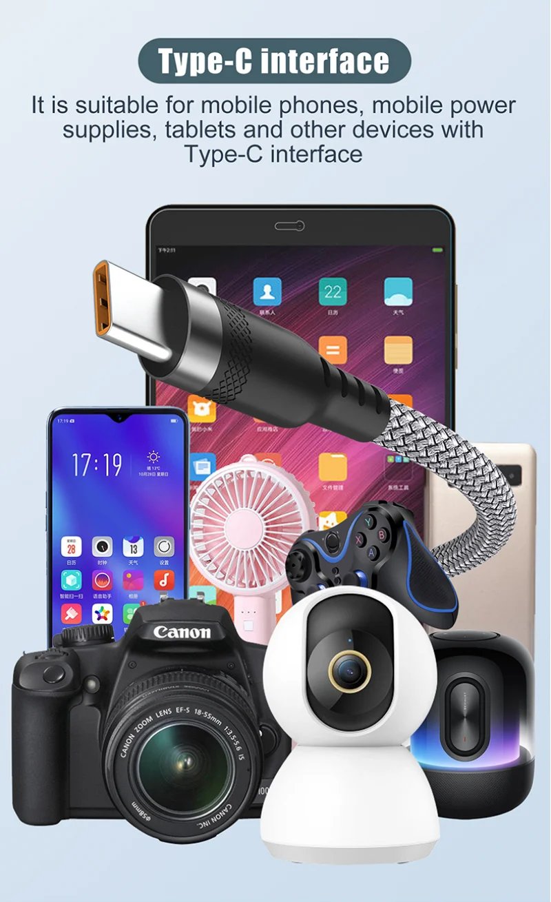 NNBILI 6a Verlengde Usb TYPE-C Kabel Gevlochten Datakabel For Samsung Huawei Xiaomi Switch Sony Ps5 TYPE-C 8M 5M 3M 2M 1M Kabel