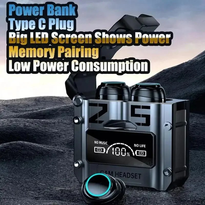 New TWS M25 Bluetooth 5.3 TWS Wireless Headphones with LED Display Stereo Headset Touch Control Earbuds Noise Reduction