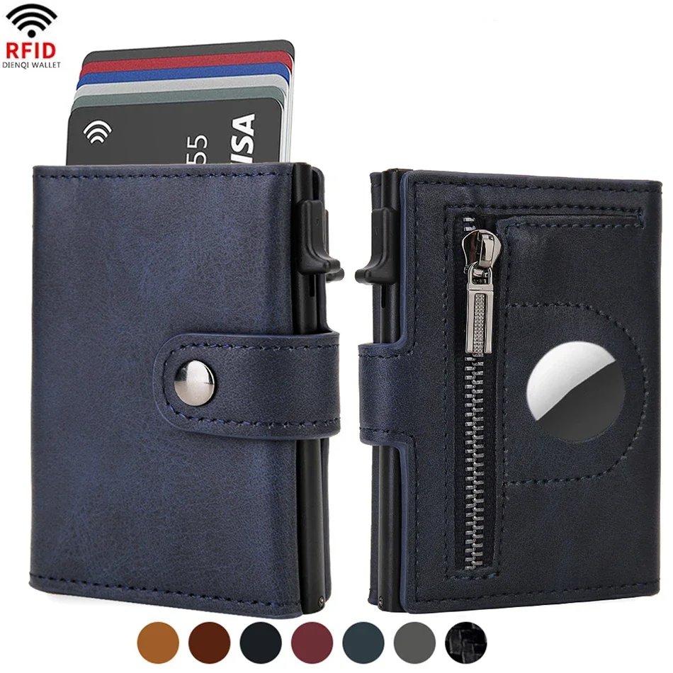 Rfid Carbon Fiber Men Wallets for Airtag Luxury Slim Mini Credit Card Holder Wallets for Men Air Tag Tracker Minimalist Purse