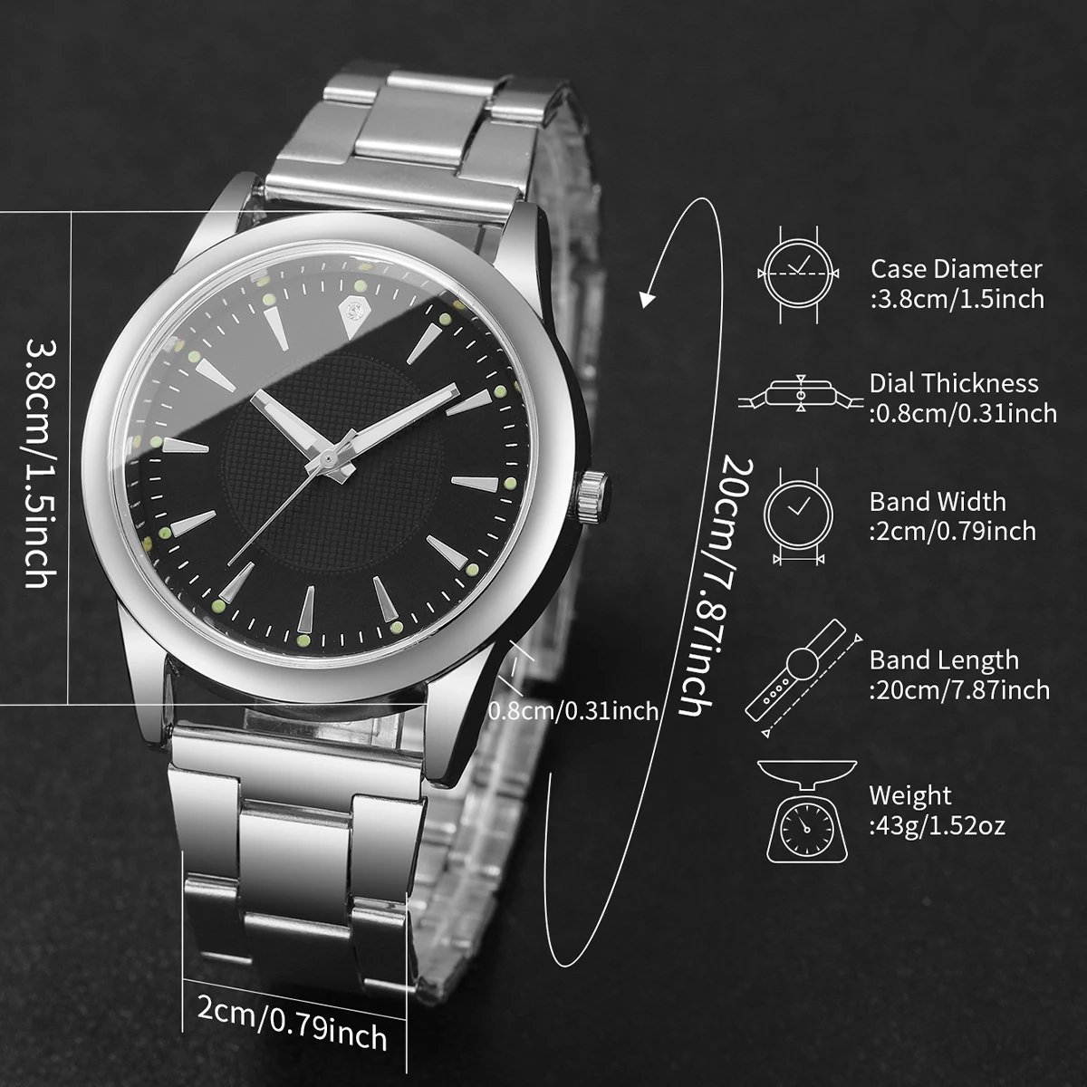 2PCS Couple's Watches Men Business Watch Fashion Analog Women Quartz Watch (Without Box)