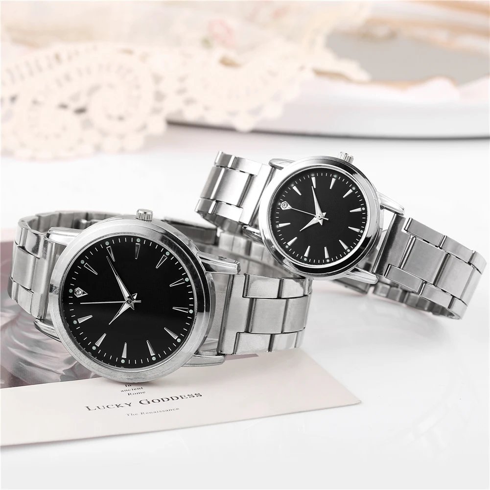 2PCS Couple's Watches Men Business Watch Fashion Analog Women Quartz Watch (Without Box)