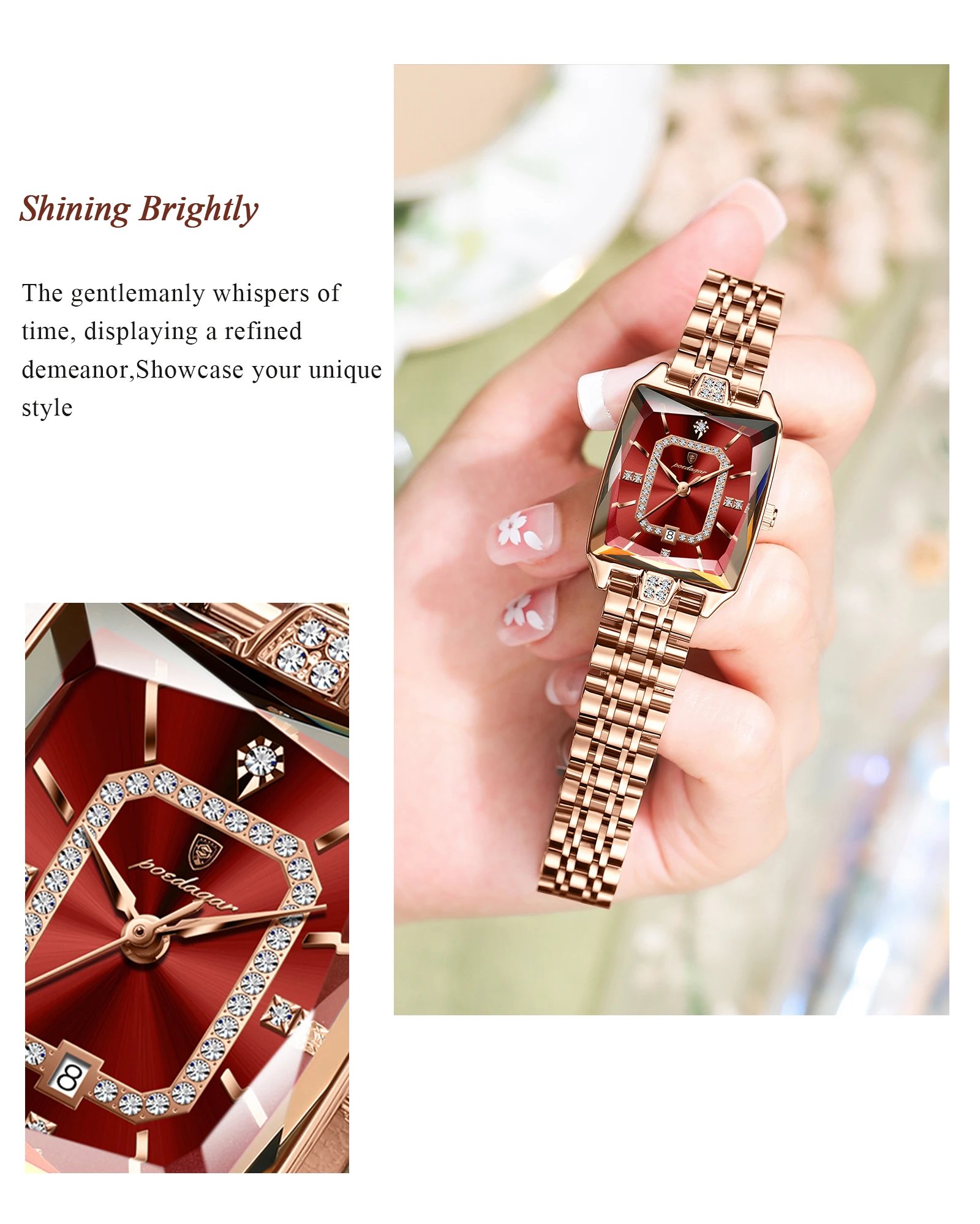 Luxury Elegant Watch For Woman Date Waterproof Rectangle Ladies Watch Stainless Steel Quartz Women Watches Female Reloj