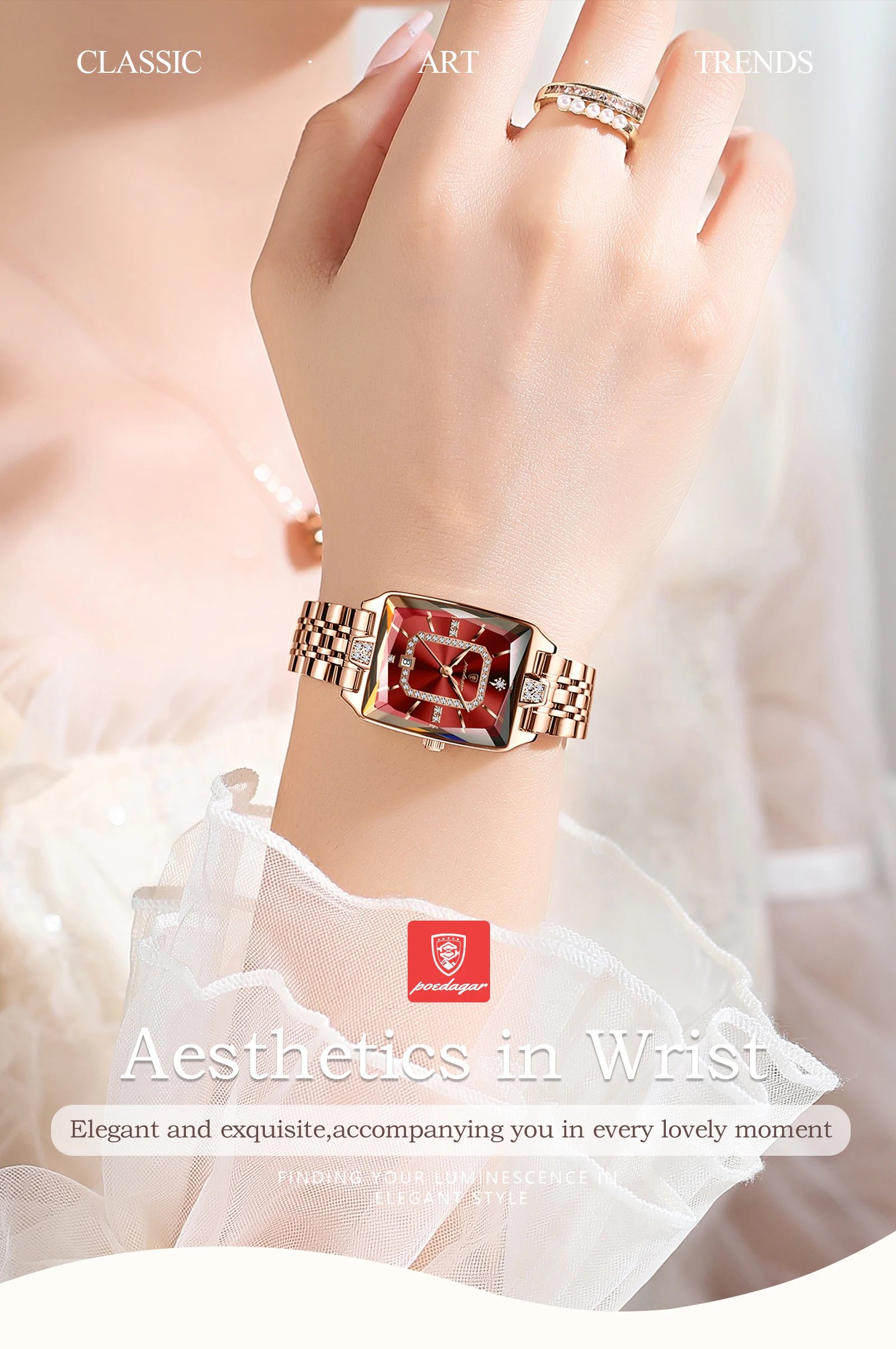 Luxury Elegant Watch For Woman Date Waterproof Rectangle Ladies Watch Stainless Steel Quartz Women Watches Female Reloj