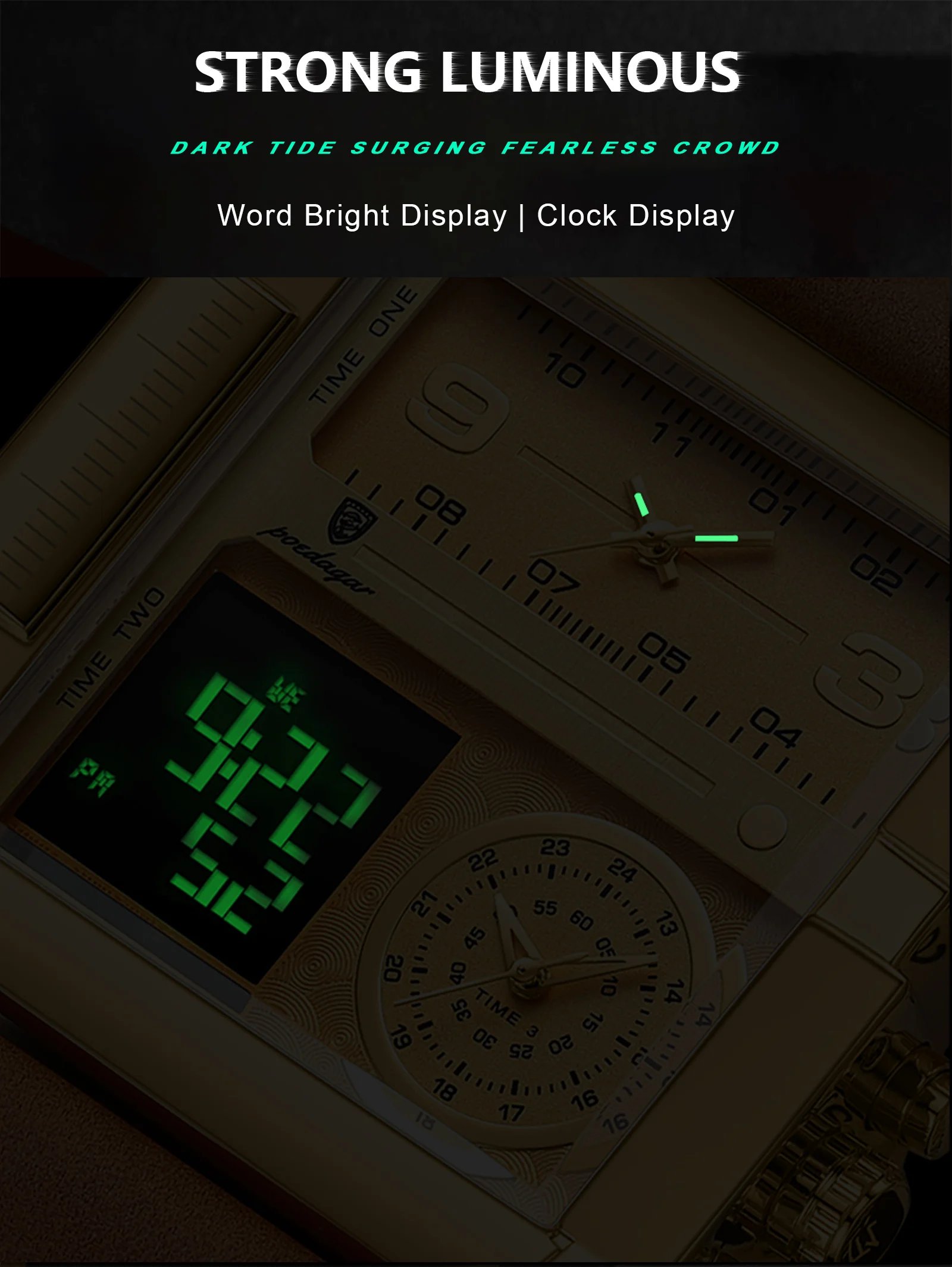 Luxury Man Wristwatch Rectangle Waterproof Luminous Day Week Men Watch Digital Multifunction Men's Watches Quartz Reloj