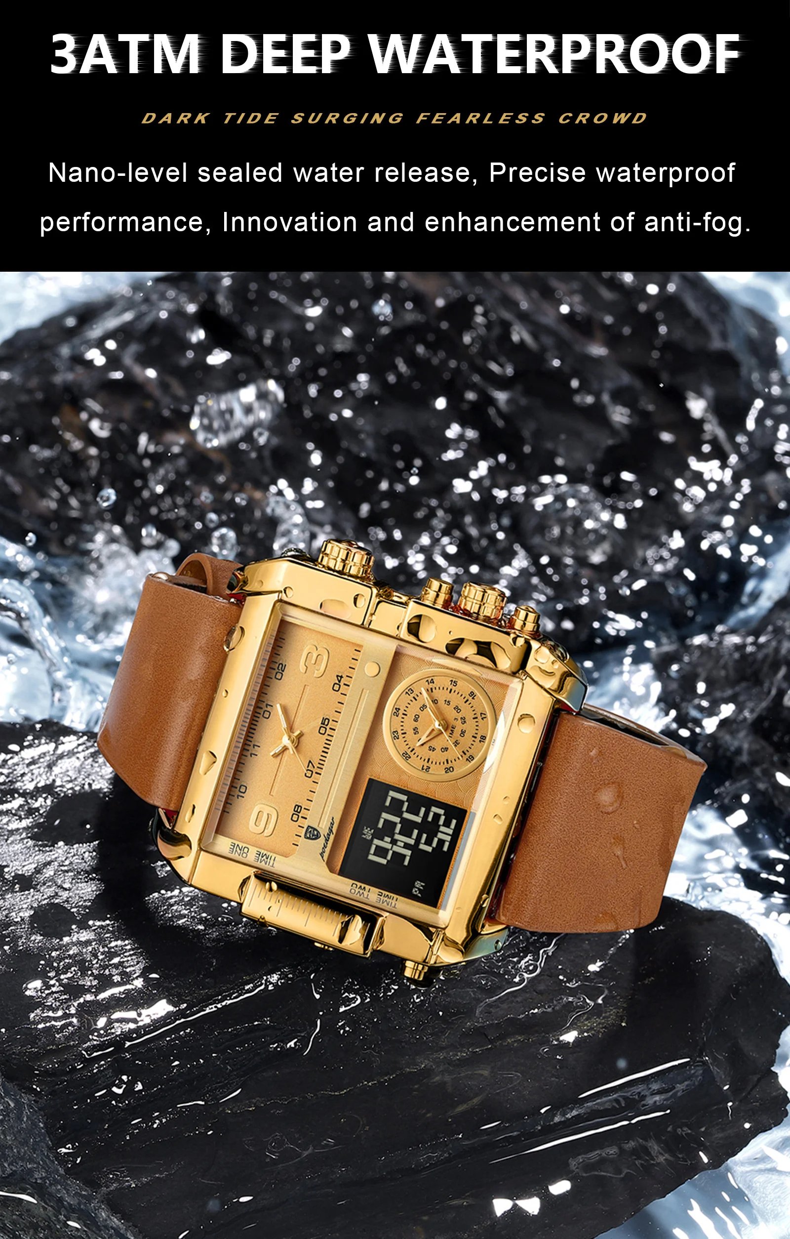 Luxury Man Wristwatch Rectangle Waterproof Luminous Day Week Men Watch Digital Multifunction Men's Watches Quartz Reloj