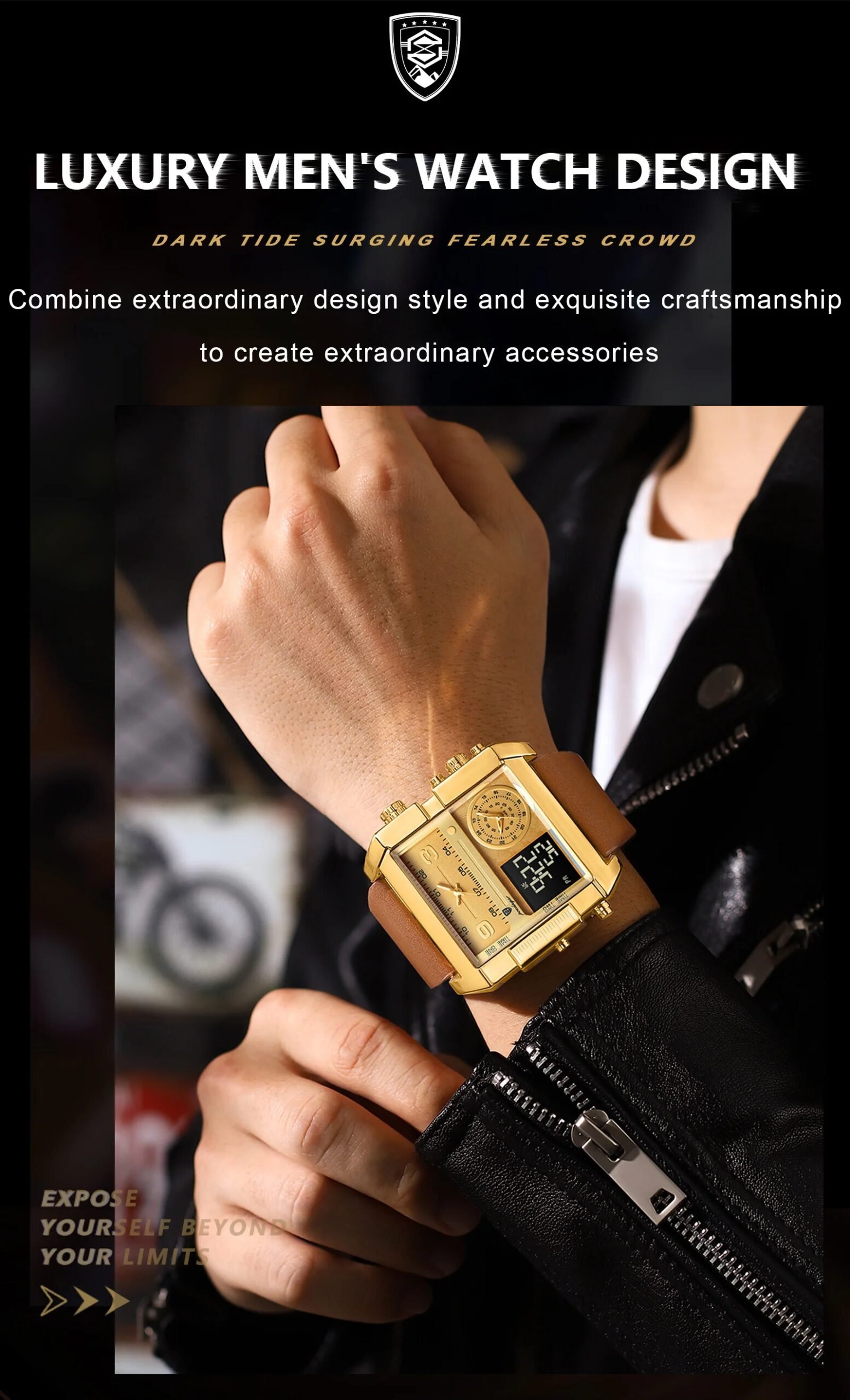 Luxury Man Wristwatch Rectangle Waterproof Luminous Day Week Men Watch Digital Multifunction Men's Watches Quartz Reloj