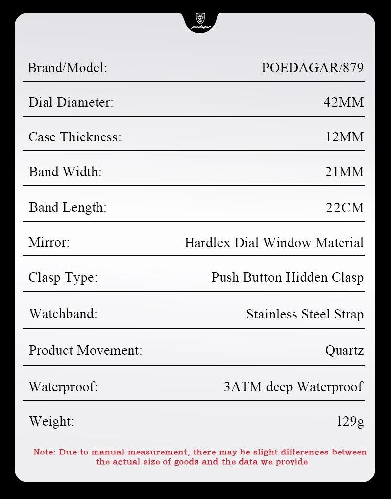 POEDAGAR Original Men Clock Sports Waterproof Luminous Chronograph Date Watch For Man Stainless Steel Quartz Men's Watches Reloj